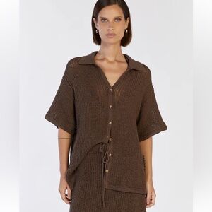 NWT DISSH MARGOT CHOC KNIT CROCHET SHIRT